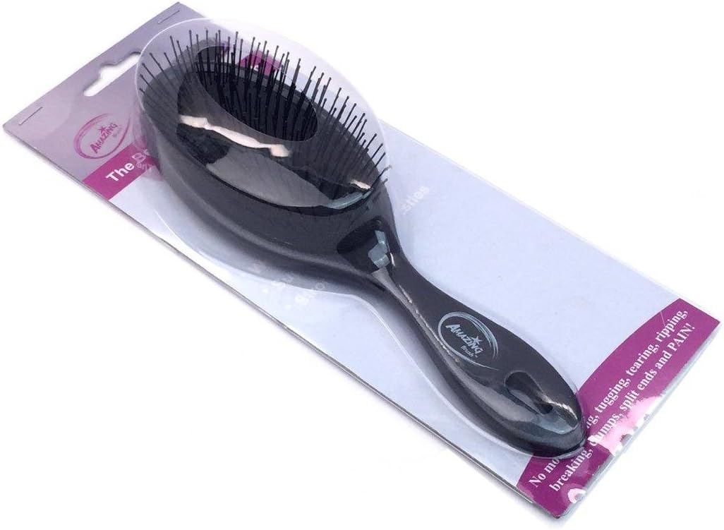 Beauticom Amazing Detangling Wet & Dry Hair Brush Flexible Bristles No pain No Tangle Detangle Comb (Metallic Black Color)