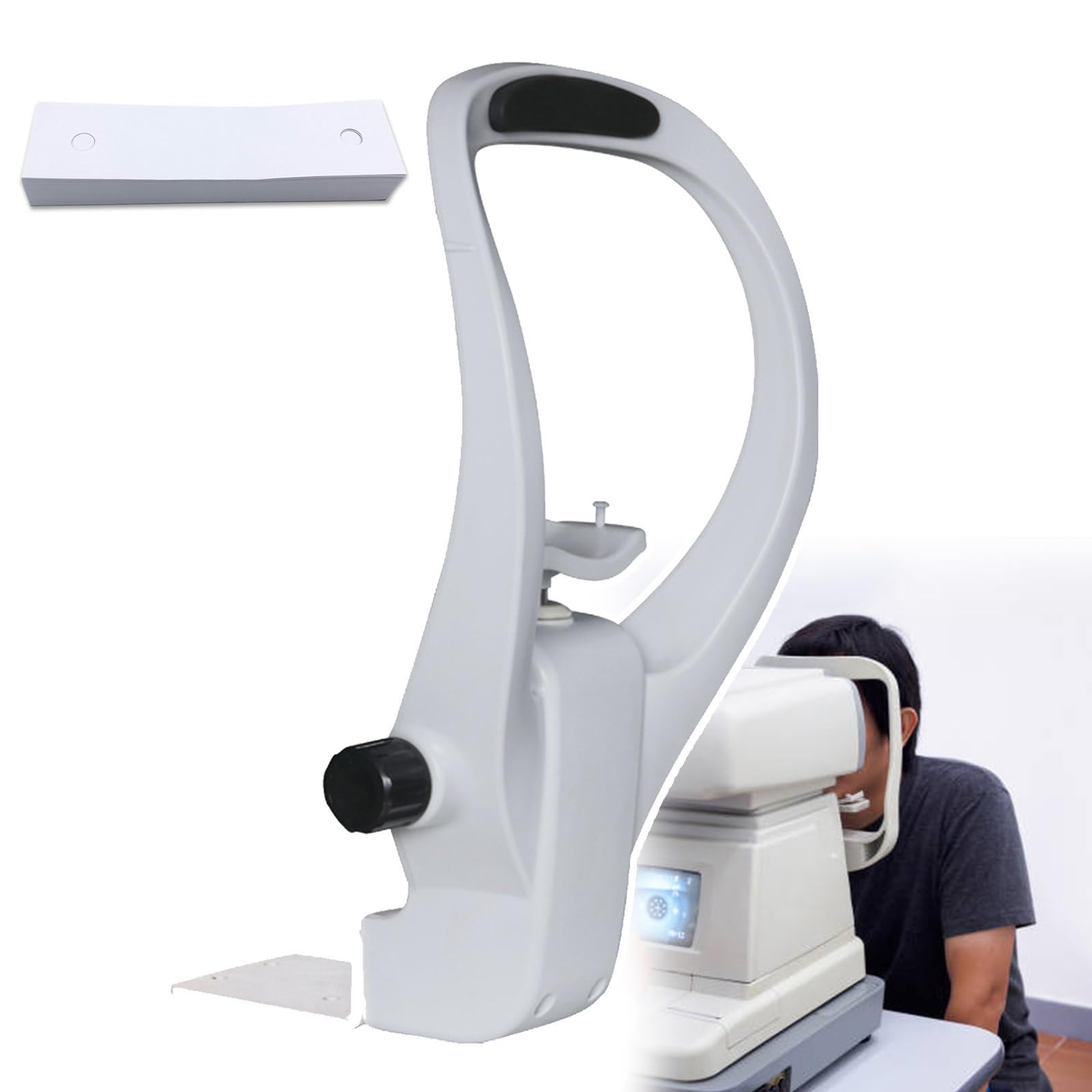 Chin Rest Forehead Support Optometry Accessories with Adjustment Knob, Vision Training Forehead Bracket, Vision Training Chin Rest, Lifting Distance: 40mm- With 800 psc* Chin Rest Papers