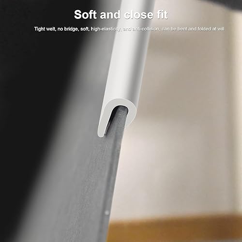 Miniatura 4 de Borde de goma en U de longitud del canal con diseño autoadhesivo para puertas de automóvil, esquinas de mesa, etc. (26 pies 0.27 pulgadas, blanco)