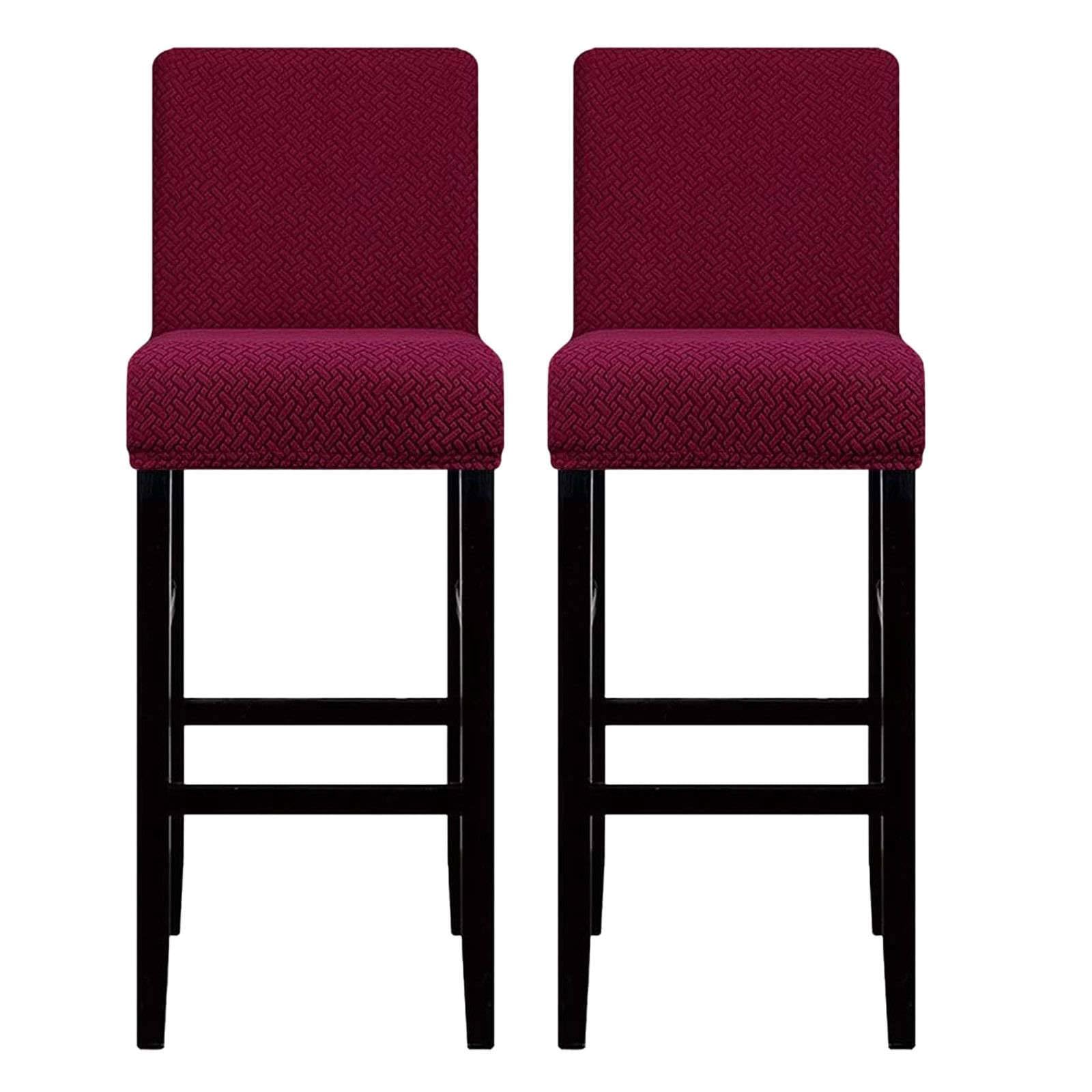 ZRCYXDW 2 Pack Spandex Bar Stool Covers, Stretch Barstool Covers Slipcovers with Backs Super Fit Bar Stool Chair Cover for Hotel-Claret-Set of 2