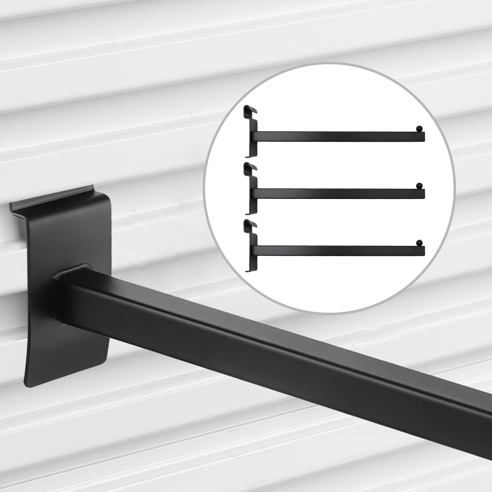 Tatuo 10-Pack Slatwall Hooks - 12" 6-Ball Waterfall Hangers For Clothing Display In Retail Store, Garage (Gray) 4 thumbnail image