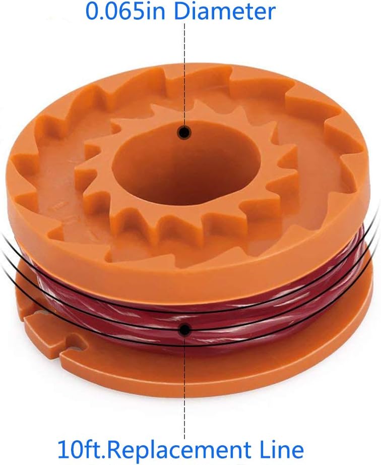 10ft 0.065" Line String Trimmer Replacement Spool Compatible with Worx WA0010 String Trimmers Replacement Autofeed Spool,12-Pack (10 Pack Grass Trimmer Line,2 Trimmer Cap) by LIYYOO : Patio, Lawn & Garden