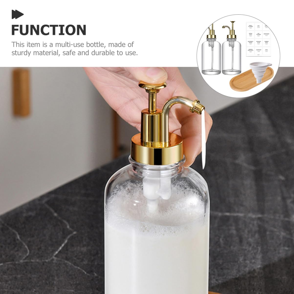 Gatuida 2pezzi Dispenser Sapone Liquido Ricaricabile Flacone Pompa Per Sapone Per Mani Shampoo Per Cucina e Bagno Anti-perdite Resistente e Versatile