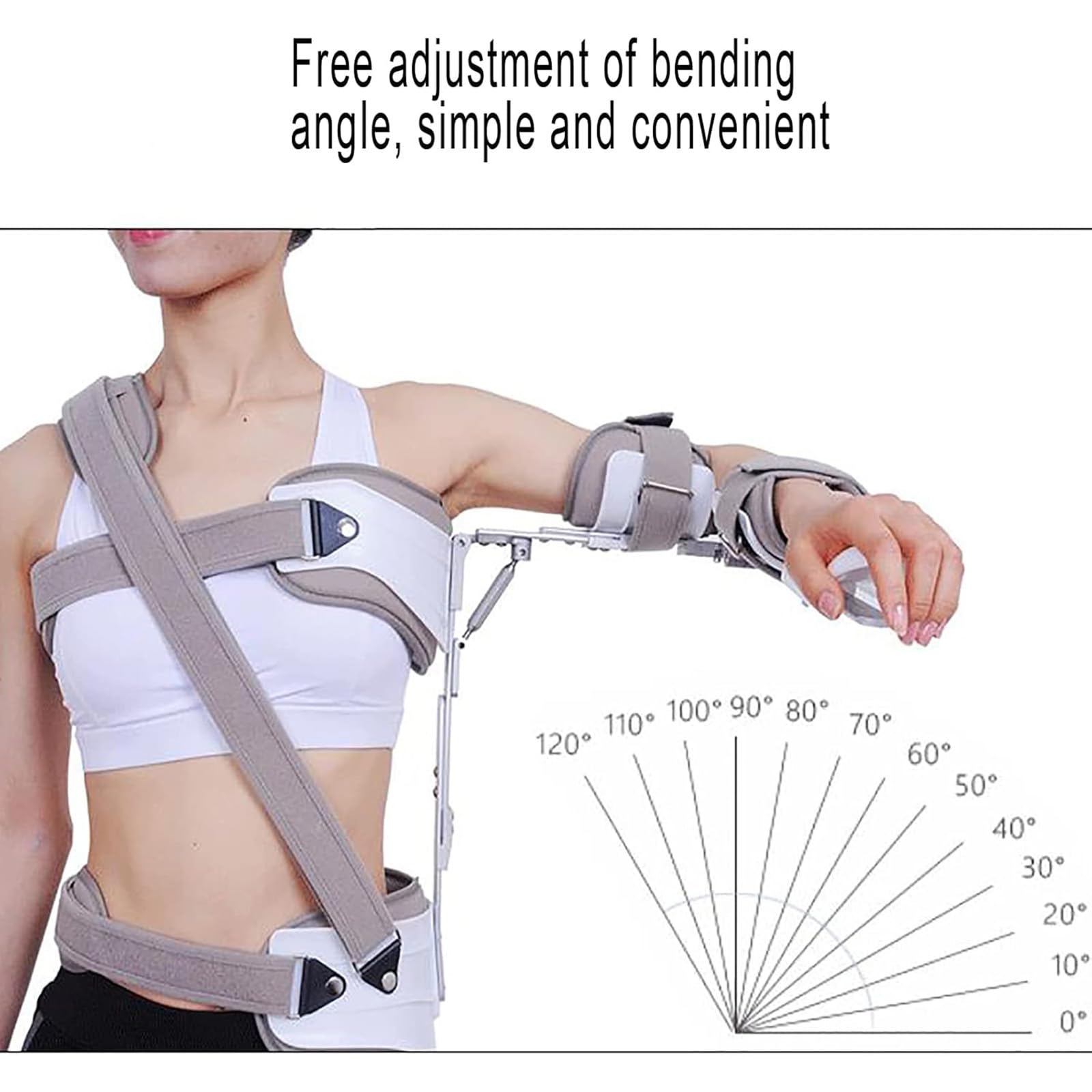 Soporte Fijo para abducción de Hombro, órtesis para articulación del Hombro, ángulo Ajustable: 0-120°/tamaño de Correa Ajustable, para Hombro congelado Agudo/Fractura y distensión del Hombro