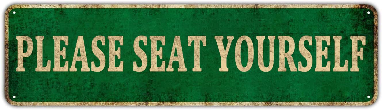 Kioziy Please Seat Yourself Funny Bathroom Signs, Tin Sign, Farmhouse Bathroom Decor, Bathroom Decor Wall Art, Funny Bathroom Humor, Bathroom Accessories, Rustic Home Decor, 4" X 16"