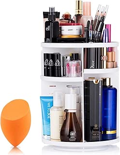 Mokaro 360 Degree Rotating Makeup Organizer for Christmas Gifts Extra Large Capacity Adjustable Multifunctional Cosmetic Storage Box for Skin Care Products Makeup Sponges (White) - coolthings.us