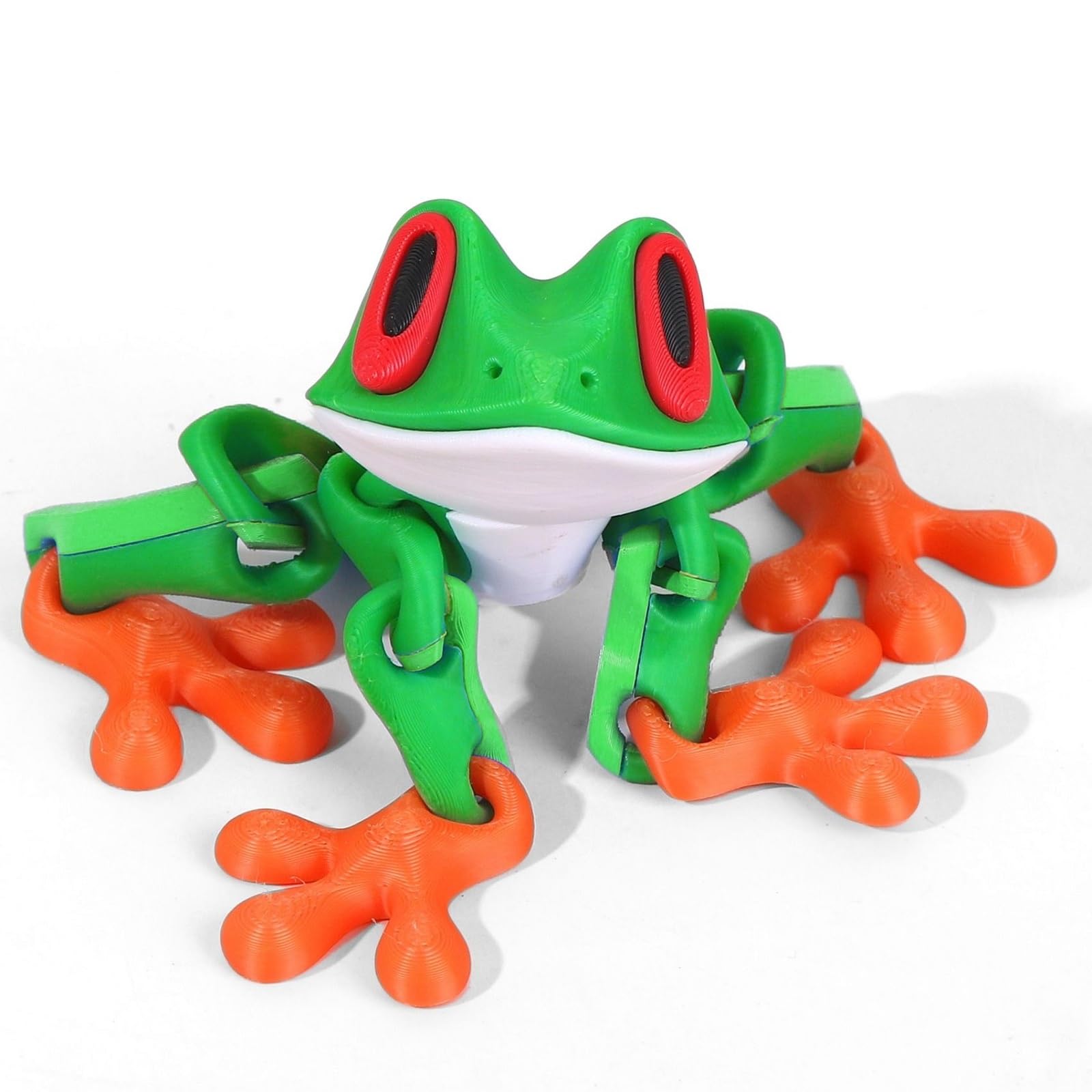 3D Printed 7.92-inch Magnet Frog Toy, Articulated 3D Printed Animals Toys, Can be Used for Refrigerator/Car Decoration. (Green+White)
