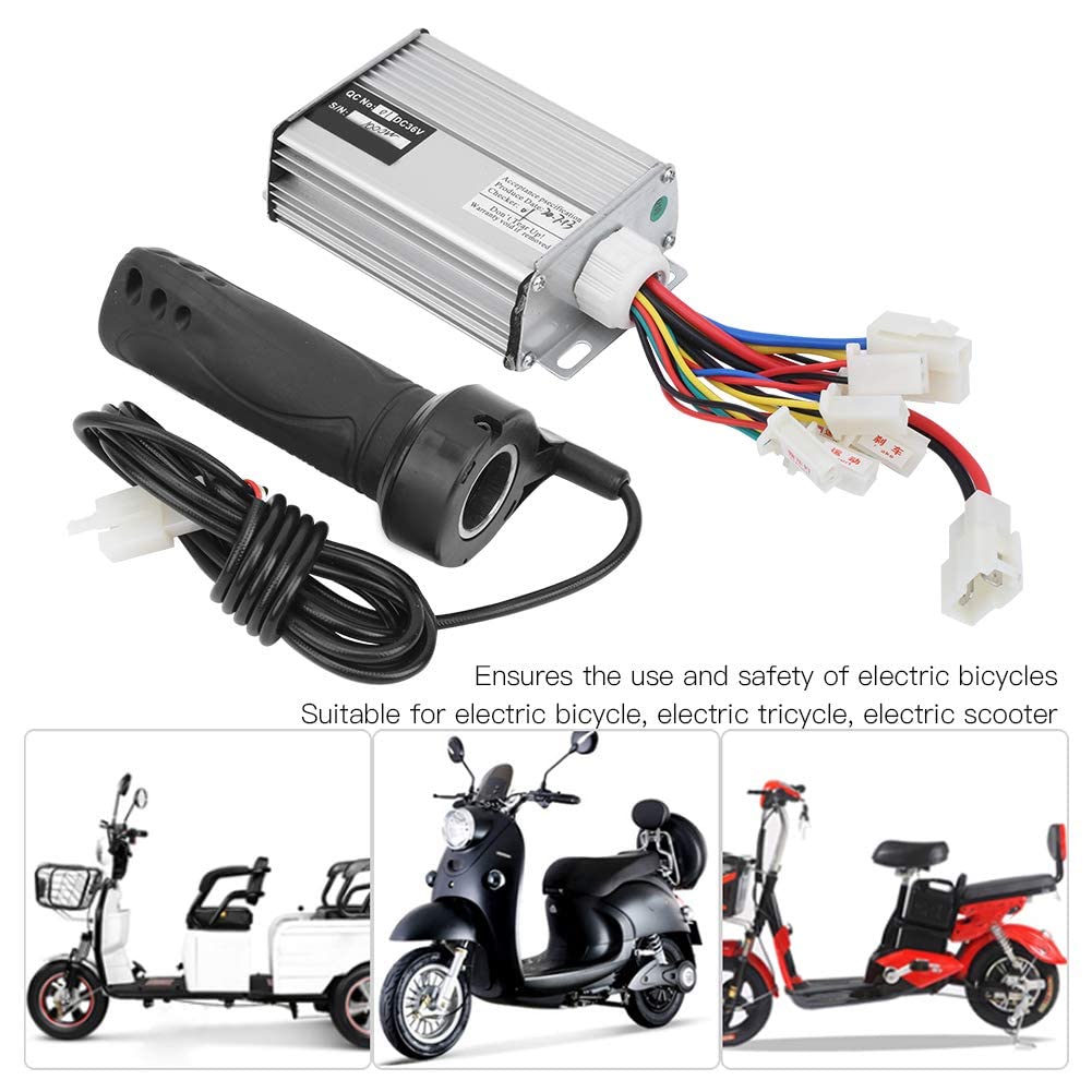 Alomejor Controlador de Acelerador 36V 1000W Controlador de Velocidad de Cepillo de Motocicleta con Kit de empuñadura de Acelerador de Cable Largo Ordinario