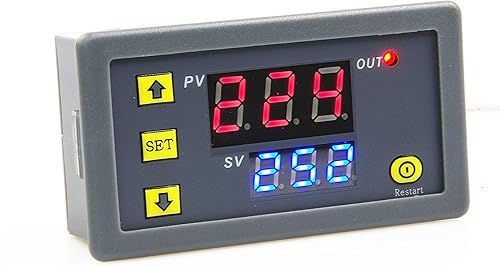 KNACRO Interruptor de relé de 1500 W CC de 12 V, placa de relé de tiempo digital con pantalla LED de doble color (rojo + rojo), interruptor de