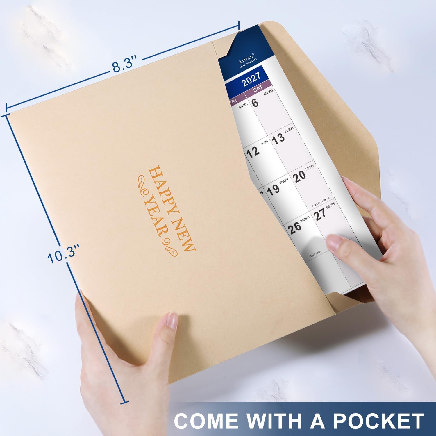 2026-2027 Yearly Wall Calendar - Calendar 2026-2027, JUL 2026 - JUN 2027, Yearly Calendar/Planner, 34.3" x 22.8"(Open), Large Wall Calendar 26-27 with Premium Paper, Double-Sided Small Round Sticks, Azure - Image 6