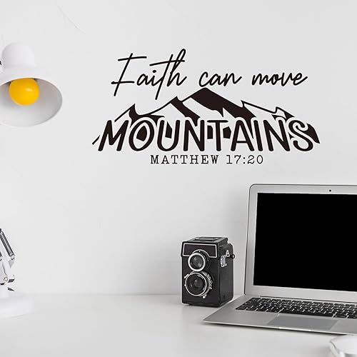 Miniatura 6 de Faith Can Move Mountains - Calcomanía de vinilo para pared, citas cristianas, refranes inspiradores, escritura a mano, decoración del hogar