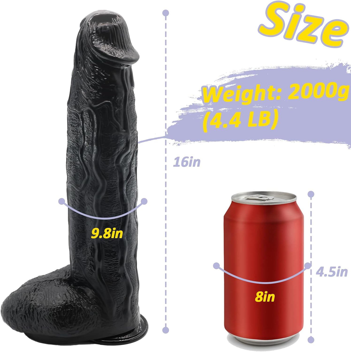 16 in Girth Huge Thick Dildo, Realistic Dildos Sex Toys, Dual Density Dildos with Strong Suction Cup, Adult Sex Toy for Women & Couples (16 in)