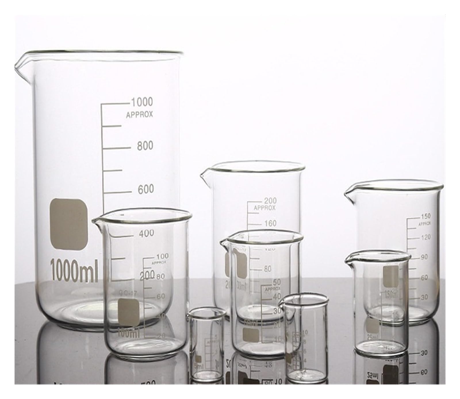 Glasbecher mit Griff 1000ml – Borosilikat Low Form Griffin Becher mit Skala und Ausgießer für Labor und Alltag(500 ml)