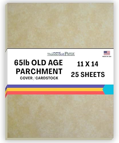 Vista 48 de 50 hojas de papel de cubierta de pergamino de la vejez de 65 libras, hojas de colores con peso de cartulina 8.5 x 11 pulgadas, tamaño de carta