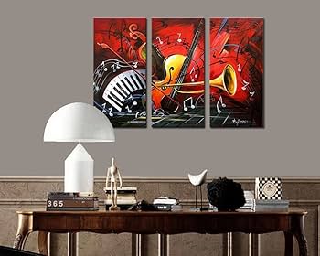アート・デザイン・音楽 Painting acrylic on canvas Designart ' Abstract Music and Rhythm ' Abstract Framed