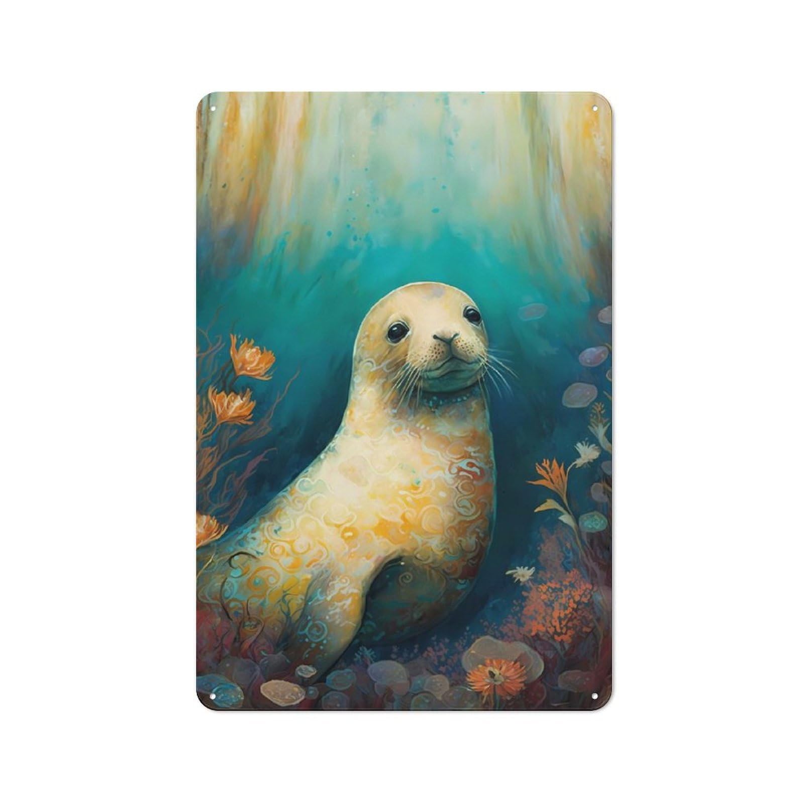 Junmoney Seal Endearing Retro-Style Metal Wall Sign 30X20cm For Living Room Wall, Gift Idea At Christmas For Feature Wall Decorators