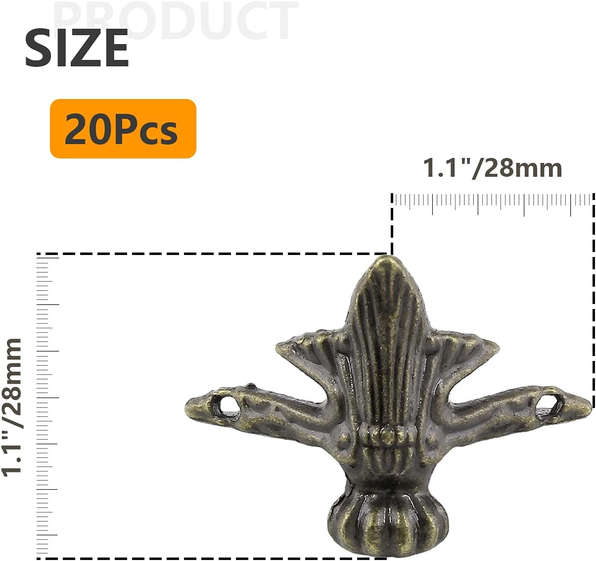 Zorfeter 20 Pcs Antique Brass Box Legs, Style4, Bronze image 2