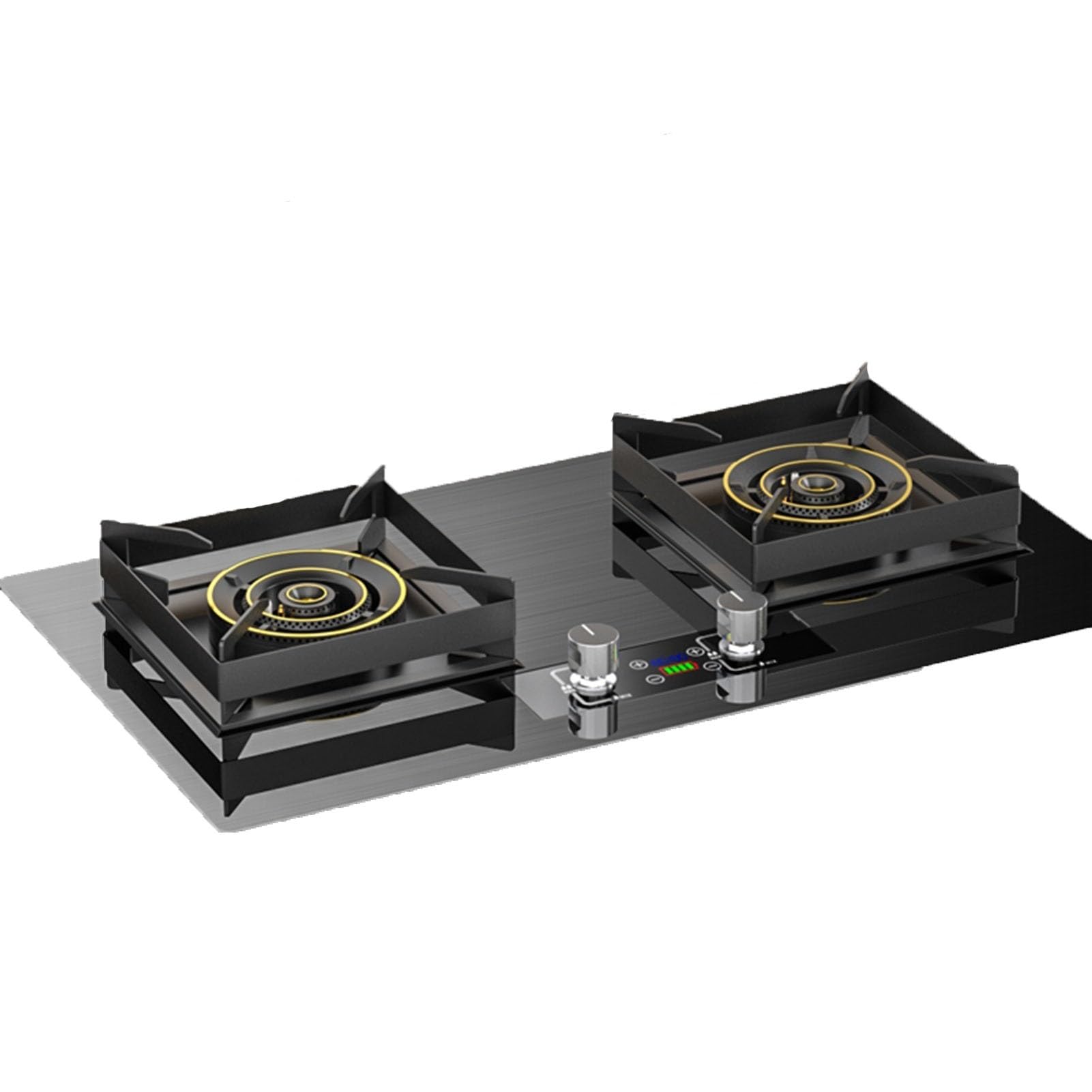 THEGA Cucina A Gas Propano A 2 Fuochi - Cucina A Gas in Acciaio al Titanio da 8,5 KW, Temporizzazione di 180 Minuti, Protezione Antispegnimento, da Tavolo E A Filo(LPG)