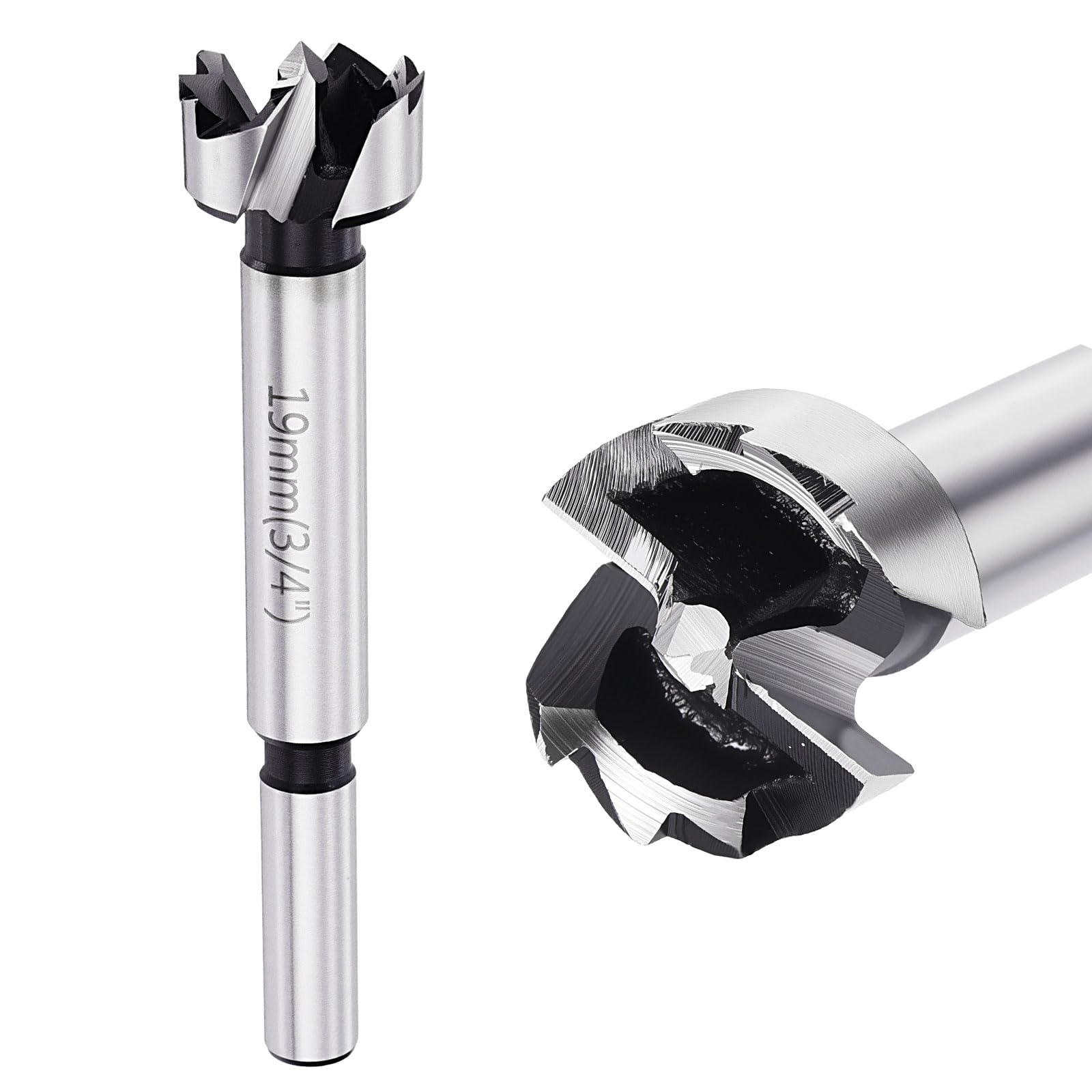 DTGN 19mm Forstner Drill Bit 3/4" - 1Pack - Good for Wood Plastic Plywood - Multi-Tooth Carbon Steel Woodworking Hole Saw Cutter with Round Shank - Silver