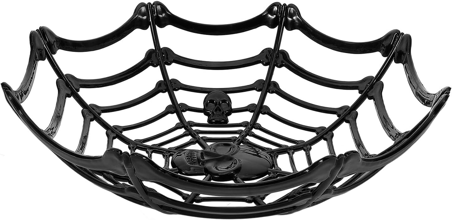 Plastic Spider Web Candy Basket for Halloween Snack Serving Bowl for Fruit and Fried Food Smooth Surface Safe Use