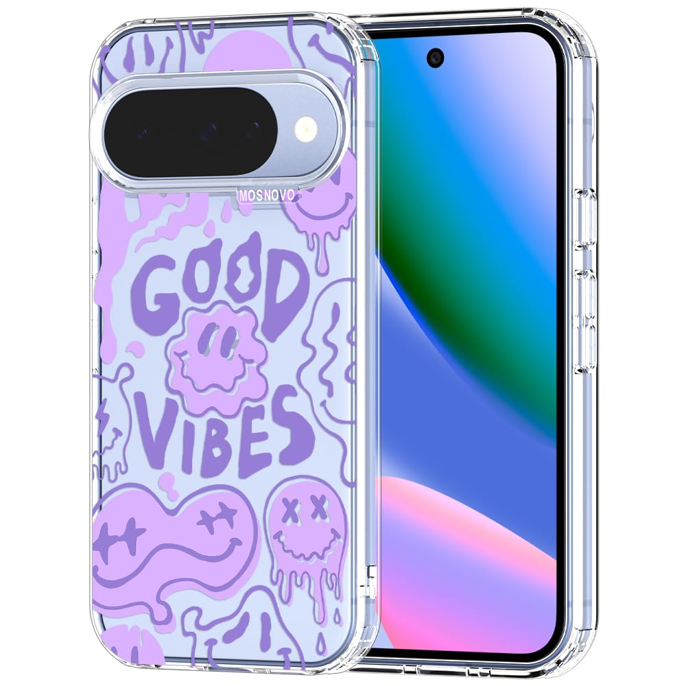 MOSNOVO Case for Google Pixel 9 & Pixel 9 Pro, [Buffertech 6.6ft Military-Grade Drop Protection] [Anti Peel Off Tech] Clear TPU Bumper Phone Case Cover Design - Great Wave — view 92