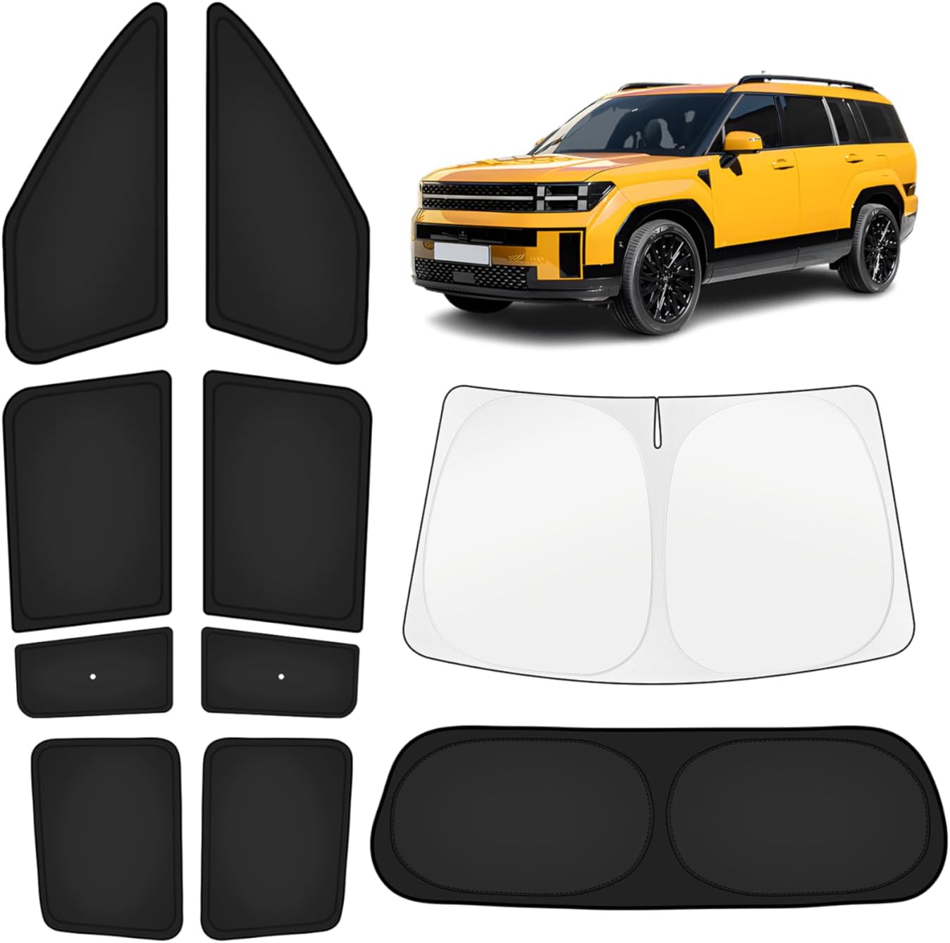 KUST Car Window Shades for Hyundai Santa Fe 2024-2025 2026 Windshield Sun Shade Side Window Cover UV Block Privacy Protection Santa Fe Accessories for Camping Blackout Rear Back Full Set 10PCS Santa Fe 2024-2026