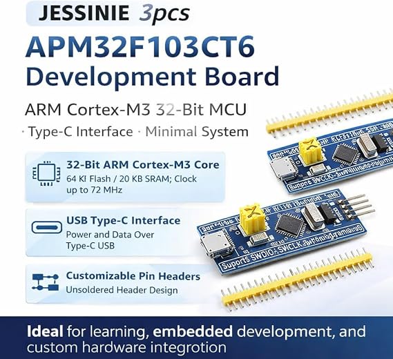 3pcs APM32F103C8T6 Development Board, ARM CortexM3 32Bit MCU, TypeC Interface, Minimal System