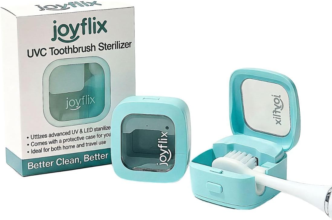 UV-C Toothbrush Sanitizer | Portable & Rechargeable | 99.9% Sanitization with Heating Function | Magnetic Mount, Travel-Friendly & Compact Design (Aqua Blue)