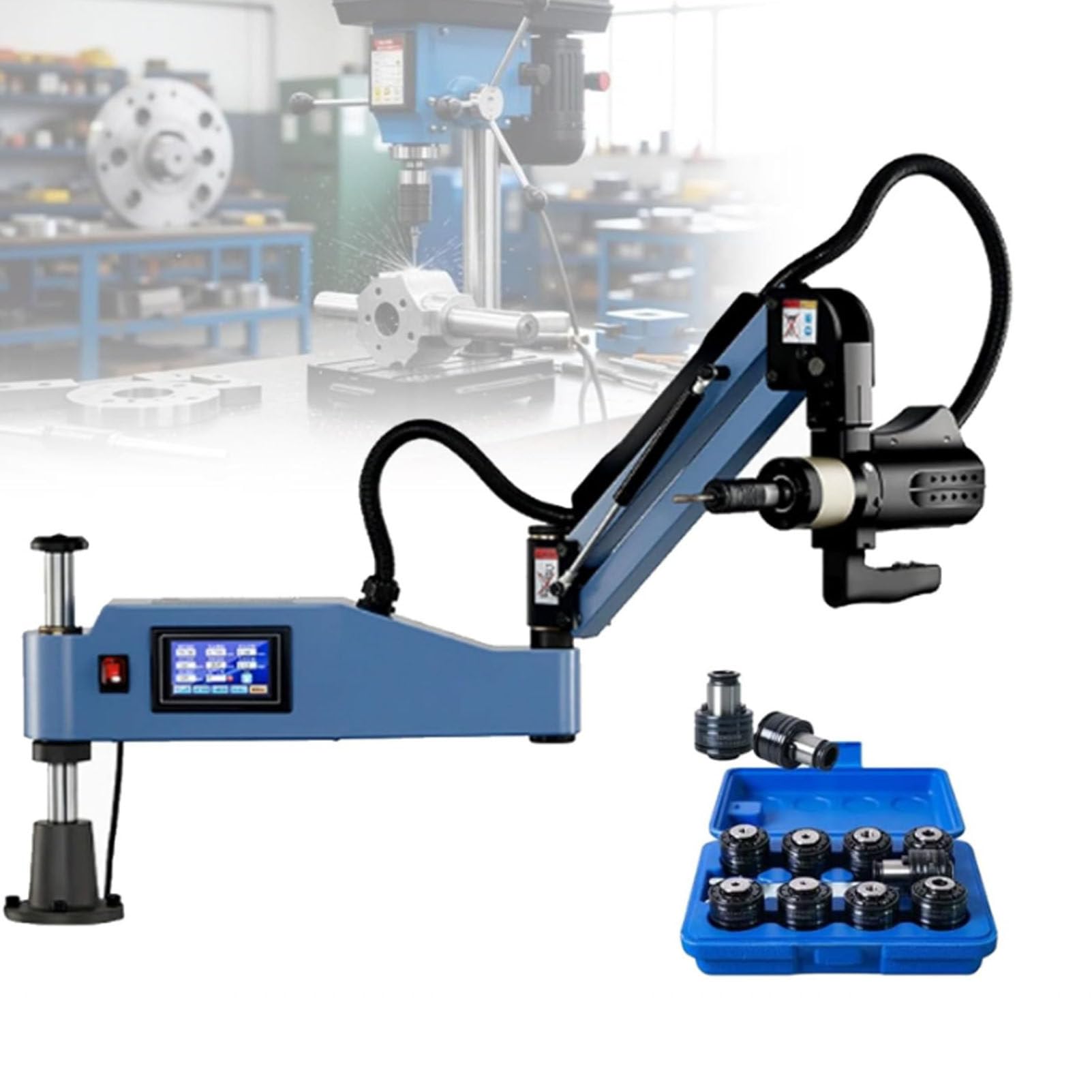 Oiyekntd Tapping Machine Table with Electric Tapping Arm, Servo Motor, 360° Omnidirectional Reach, Overload Protection, 1000/1200mm Horizontal Extension M320E