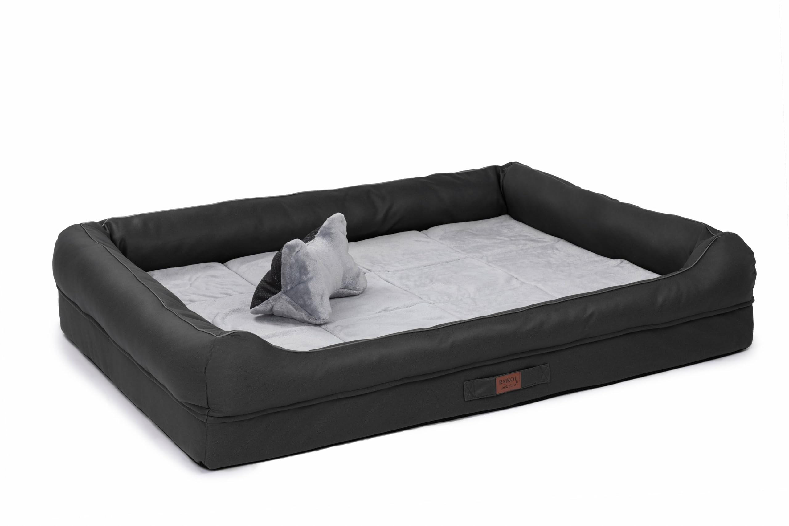 RAIKOU Matelas Orthopédique Chien,Canapé pour Chien,Lit en Mousse pour Chien,Coussin Chien Mémoire de Forme,Panier Chien Dehoussable,Lit pour Chien&Chat Lavable et Antidérapant(Noir,100x80x9cm)