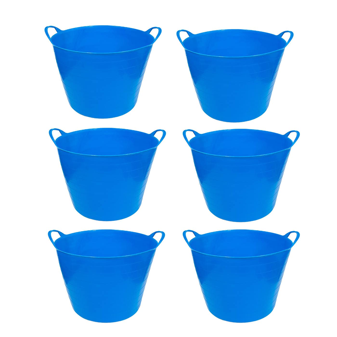 Pack de 6 capazos de plástico Flexible, de Color Azul, de 45 x 33 cm con Capacidad de 42 litros, con Asas, Ideal para Trabajo de Vendimia, Agricultura… Cubo de plástico(6uds / 42 litros Azul)