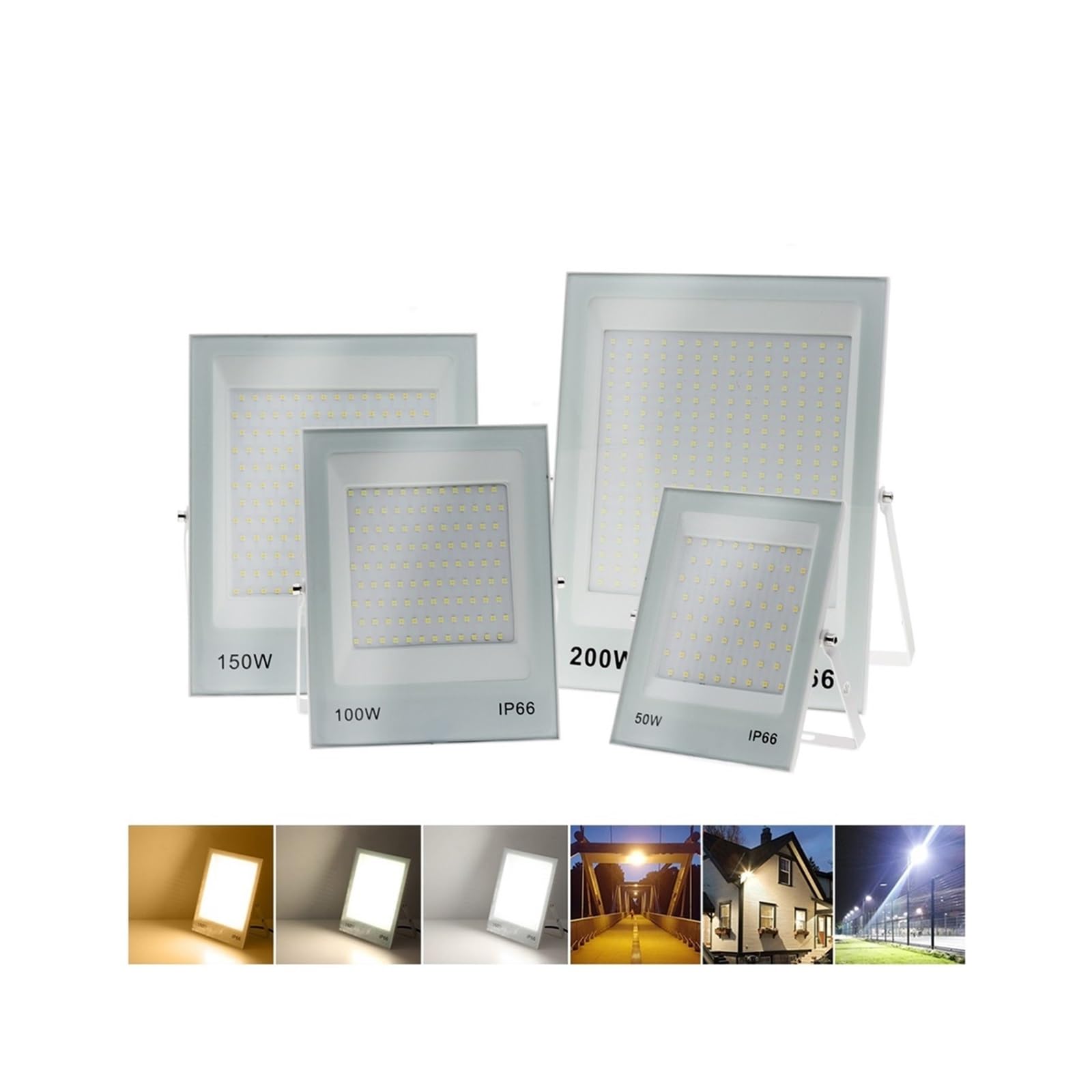 Naświetlacz LED, Światło Halogenowe LED 50W 100W 150W 200W Wysoka Jasność IP66 Wodoodporne Oświetlenie Zewnętrzne Reflektory LED Reflektory Ścienne(Warm White,200W)