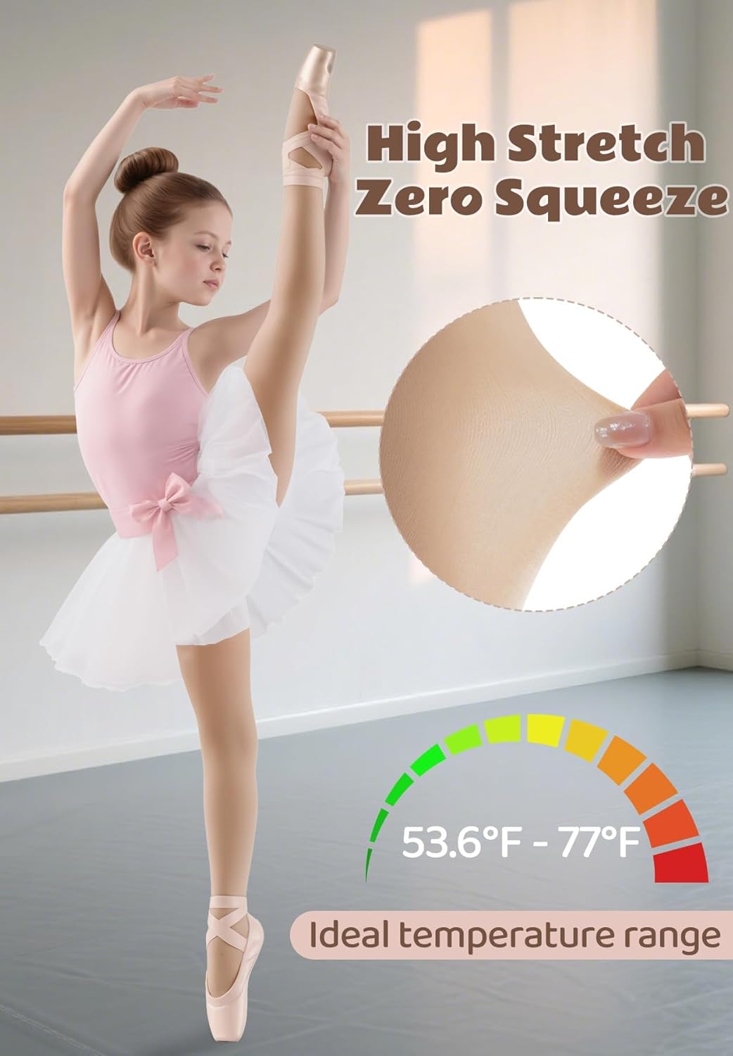 Zando Ballet Tights for Girls - Ultra Soft Girls Dance Tights Elastic Ballet Footed Halloween Tight Girl for Daily School - Image 2
