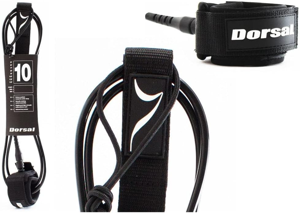 DORSAL Surf Leash for Surfboard Longboard SUP Leg Rope 6' Black