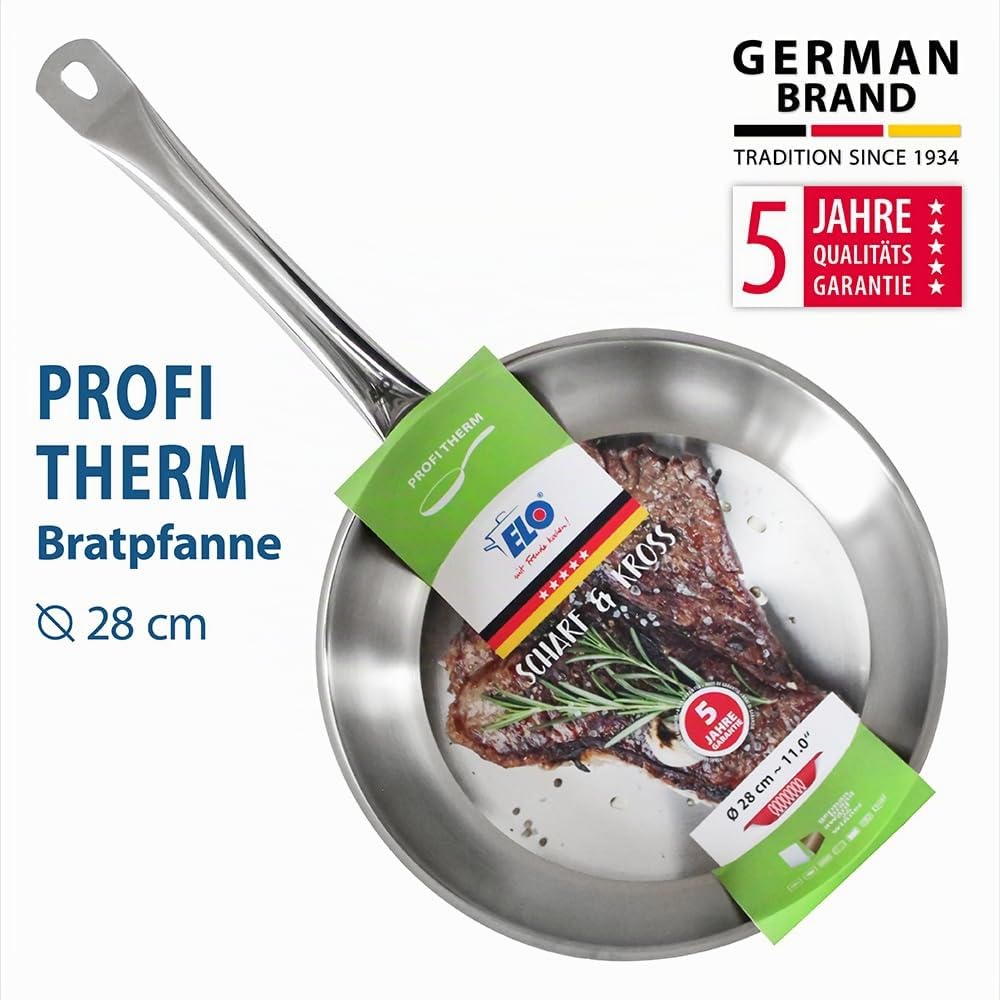 ELO Profi Therm Frying Pan 28 cm Gastro Stainless Steel Induction Home & Kitchen
