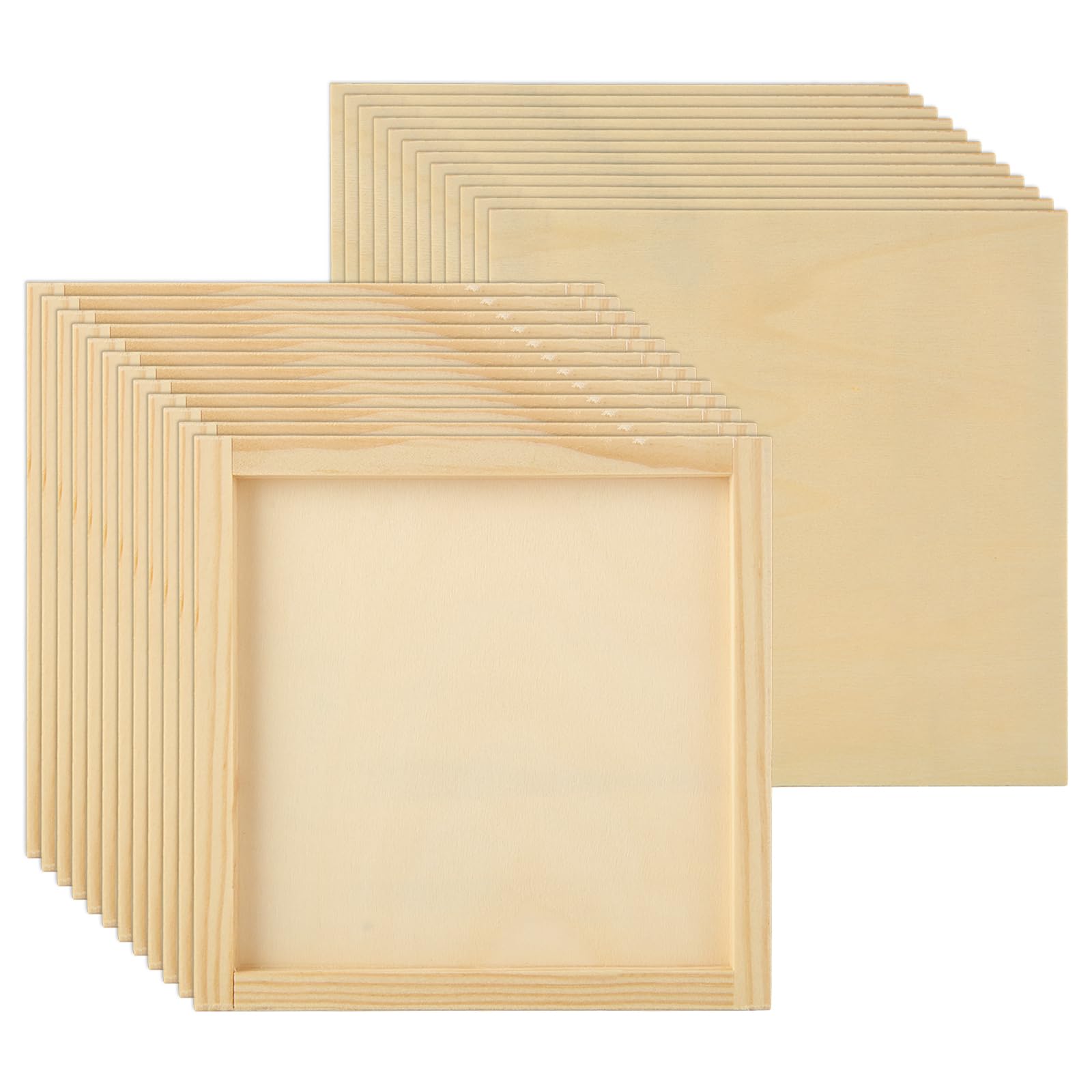 Panneaux de bois pour peinture YOUNTHYE 15x15 cm - Lot de 24 toiles en bois brut pour arts