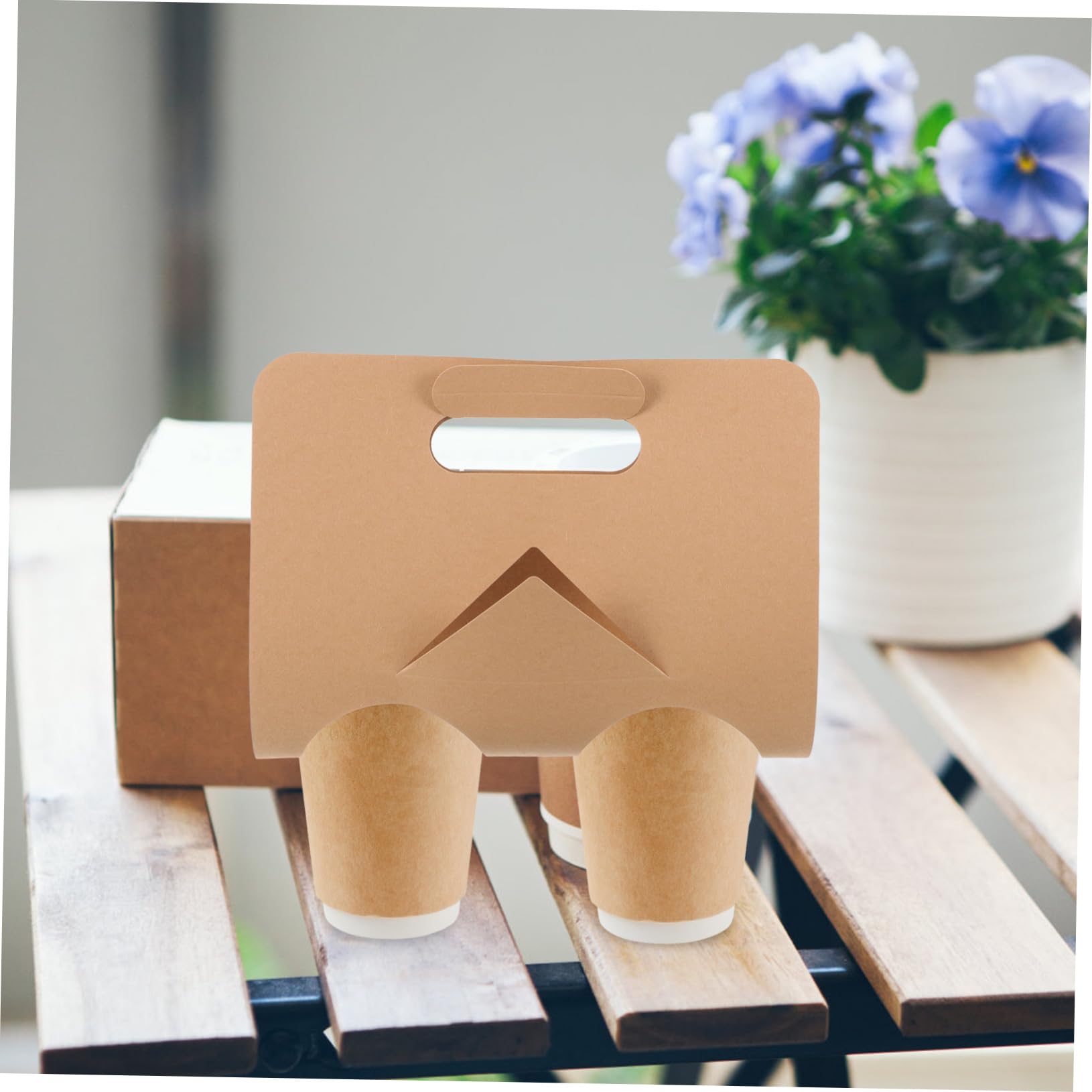 TOPBATHY Portavasos de Papel con Asa, Portátil, 50 Unidades, para Té y Zumo, Uso en Oficina y Hogar, Beige