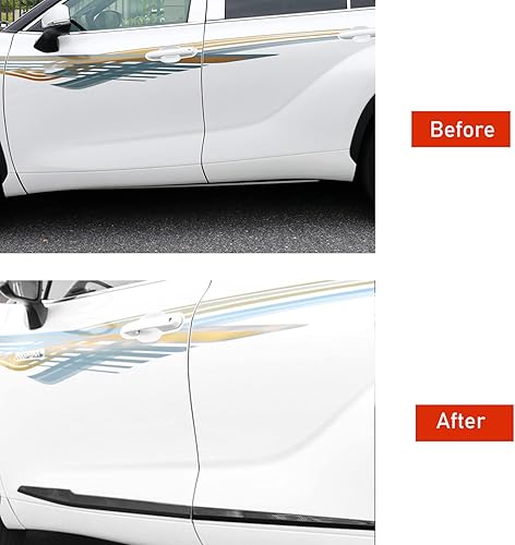 Miniatura 9 de Hyorabyn Accesorios de coche para Toyota Highlander 2020 2021 2022 2023 puerta cuerpo lado falda moldura cubierta ABS 4 piezas negro