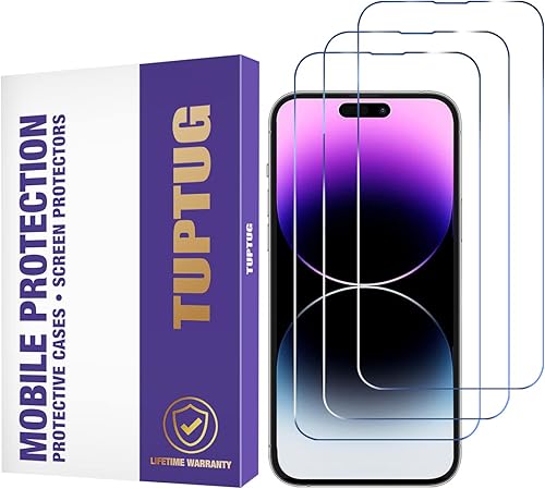 Protector de pantalla de vidrio templado para iPhone 14 Pro Max (paquete de 3) – Funda protectora de vidrio templado para iPhone de 6.7 pulgadas de