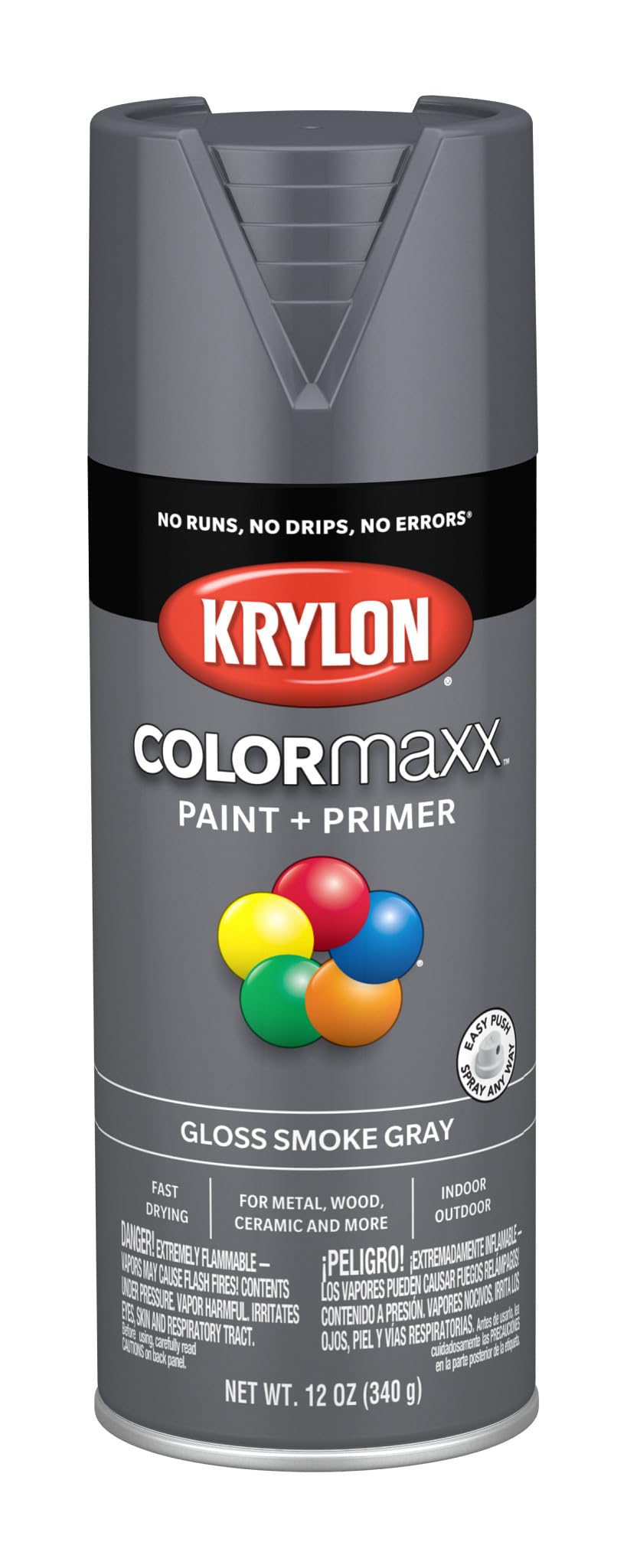 Krylon ColorMaxx 12 Oz. Gloss Spray Paint, Smoke Gray - 1 Each
