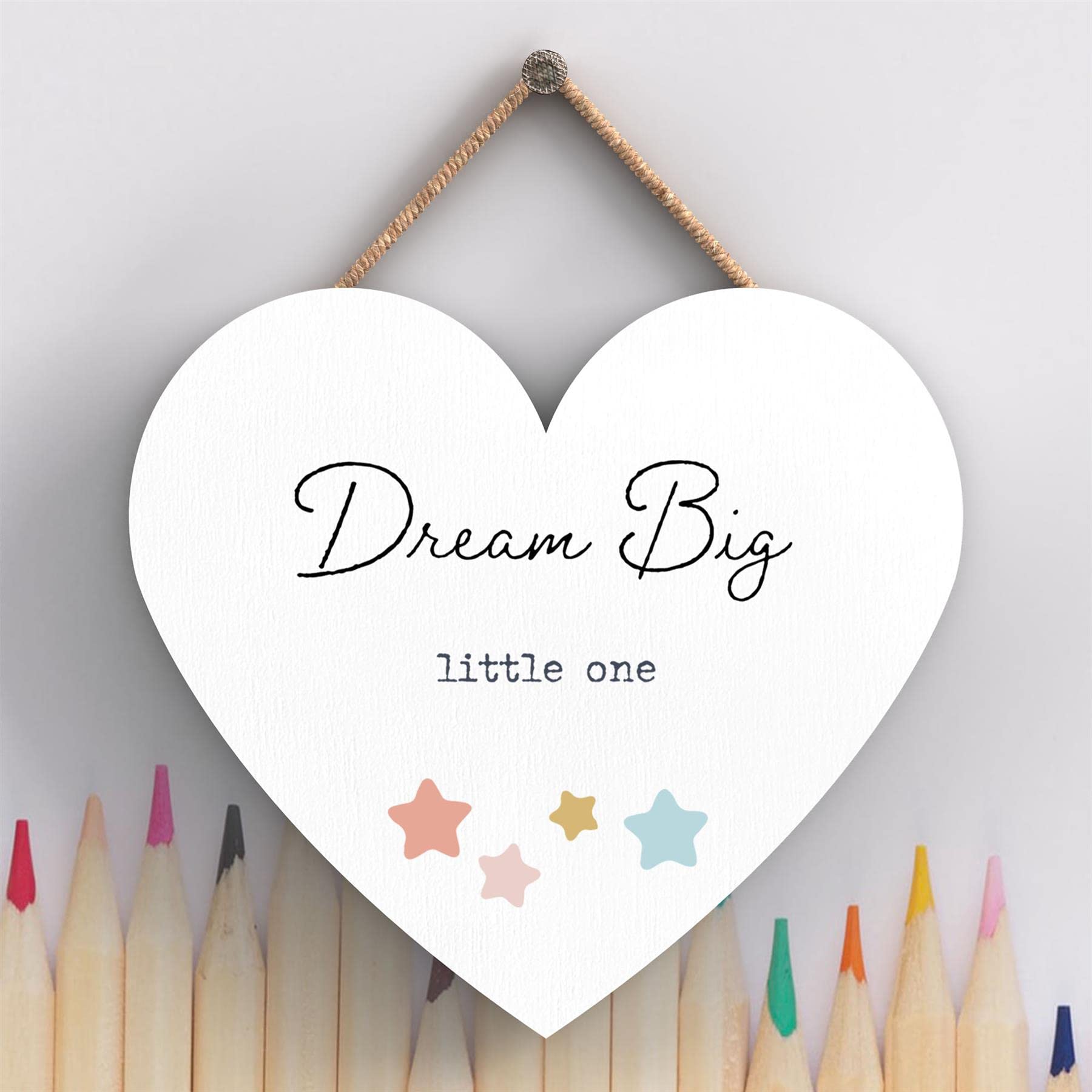 Global Designs Dream Big Little One Rainbow Postivity Themed Colourful Hanging Plaque