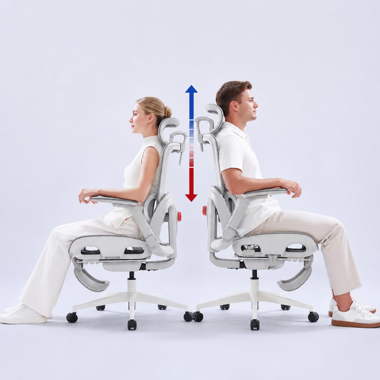 SIHOO B300 PRO Ergonomic Office Chair with Footrest, Adjustable Mesh Desk Chair with 4-Directional Lumbar & Height-Adjustable Backrest, 6D Armrests, Swivel Computer Chair for Long Hours, White