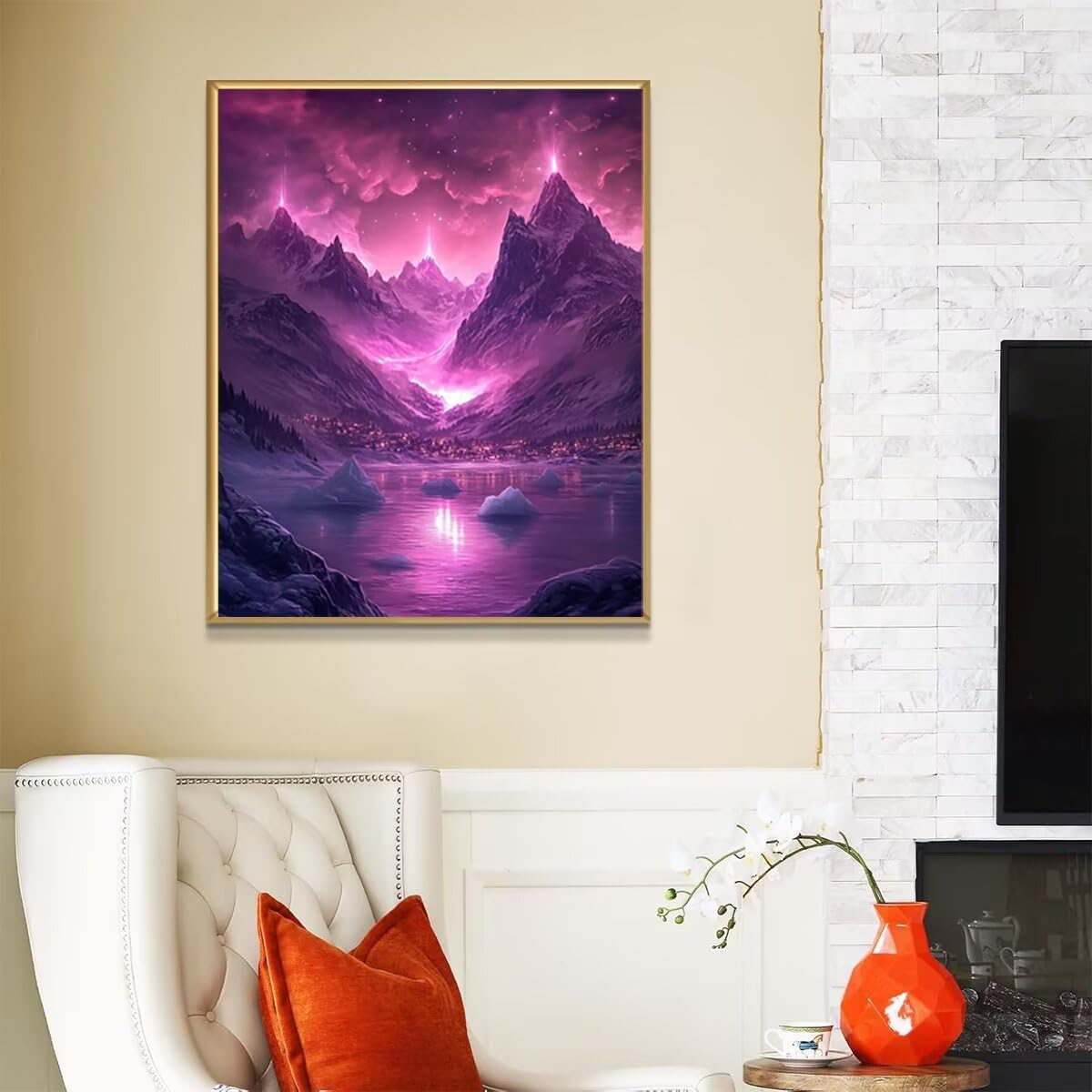 Dipingere con i Numeri Lago, Paint by Numbers Adulti Paesaggio, Fai da te Creativi Adulti Quadri da Dipingere Numerati Kit per Decorazione Della Parete di Casa, Regalo 70x95 cm Senza Cornice KH-O