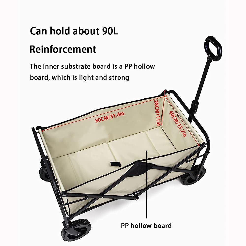 Carro Pieghevole Pieghevole da Esterno, Carrello Resistente con Ruote universali, Maniglia Regolabile e 2 portabicchieri, Carrello da Campeggio per generi Alimentari, Campeggio, Spiaggia