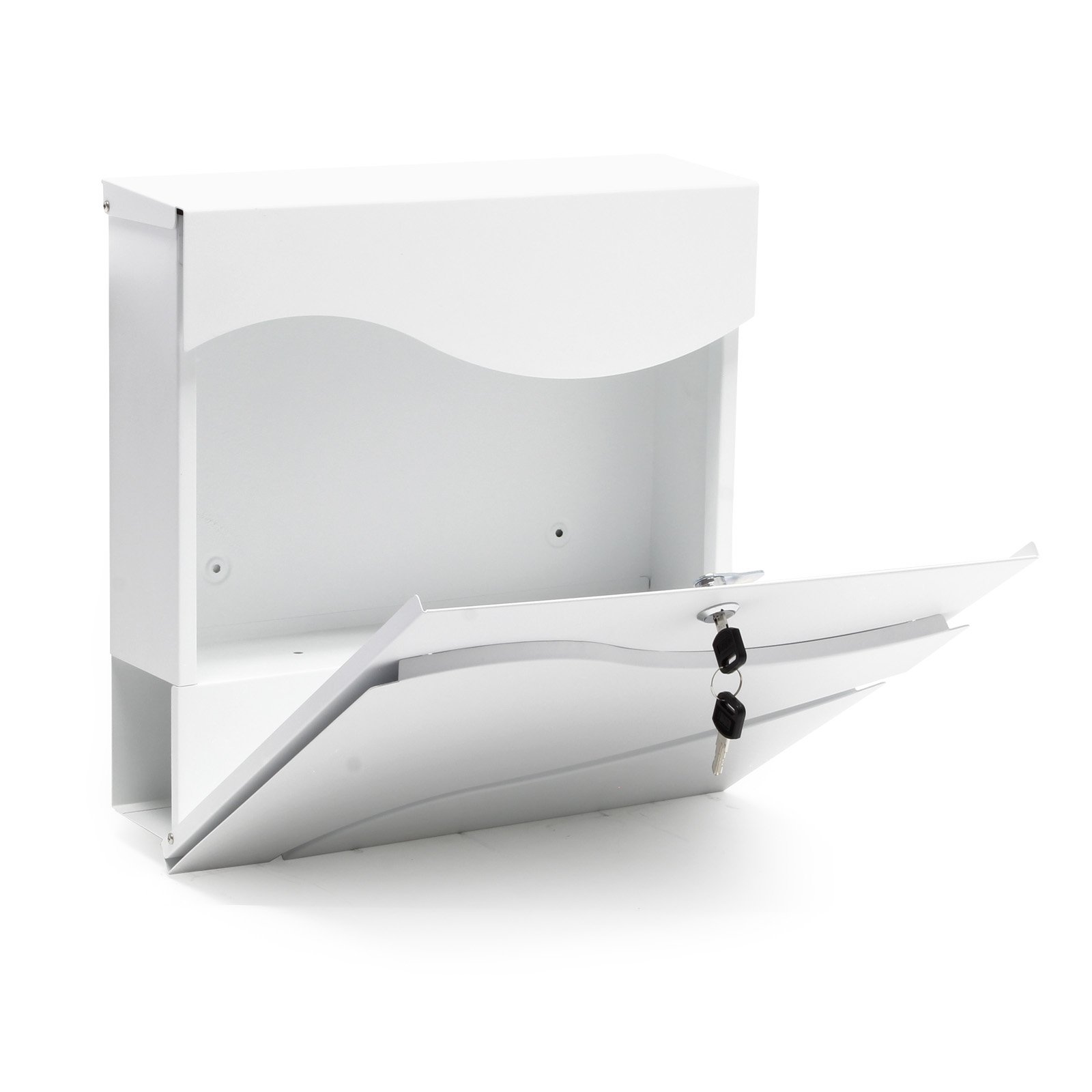 Wiltec Cassetta postale con vano portagiornale V31 bianco 370 x 105 x 370 mm