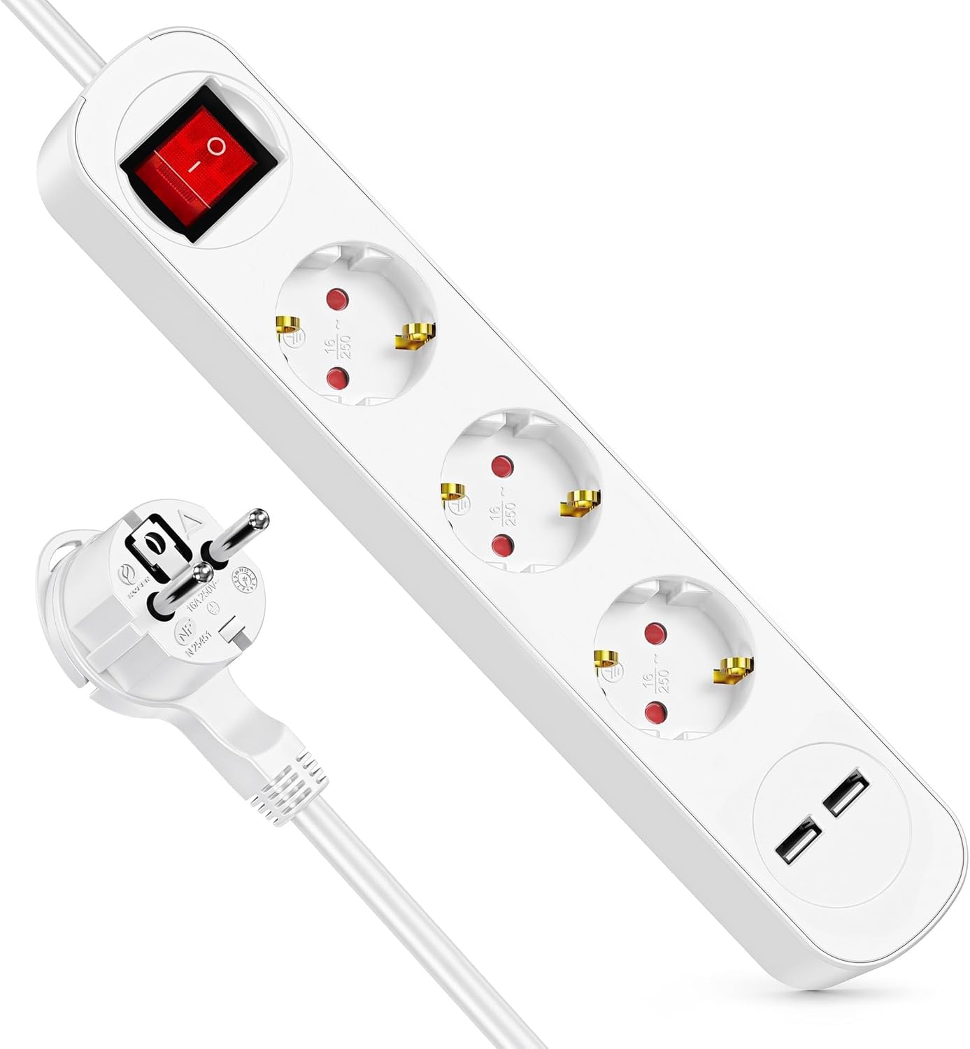 4-Fach Steckdosenleiste mit Schalter 3M mit USB-A