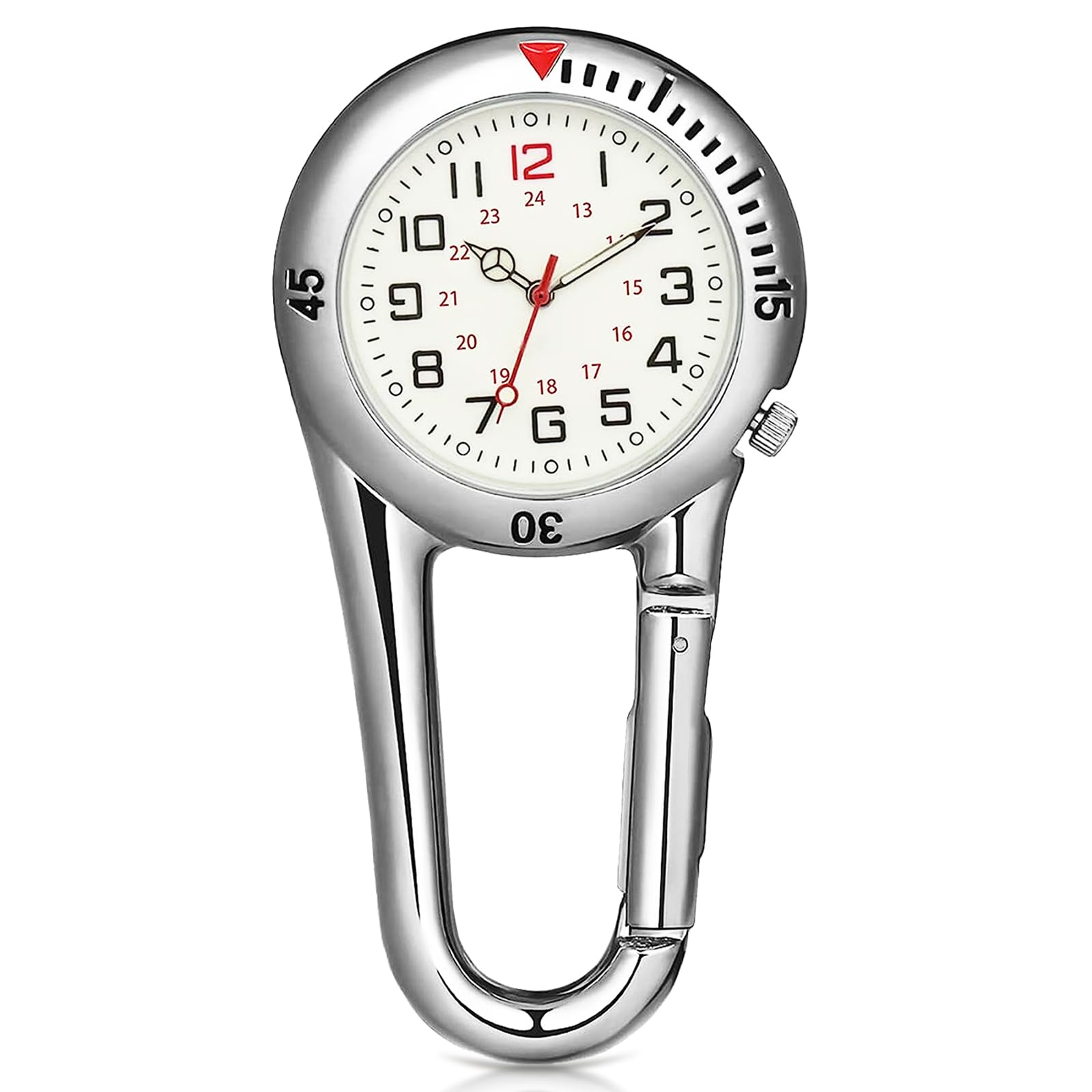 2 pezzi orologio da tasca con moschettone, orologio da tasca digitale, orologio da infermiera, orologio digitale al quarzo, multifunzione, moschettone con bussola, per medici, infermiere, ciclisti