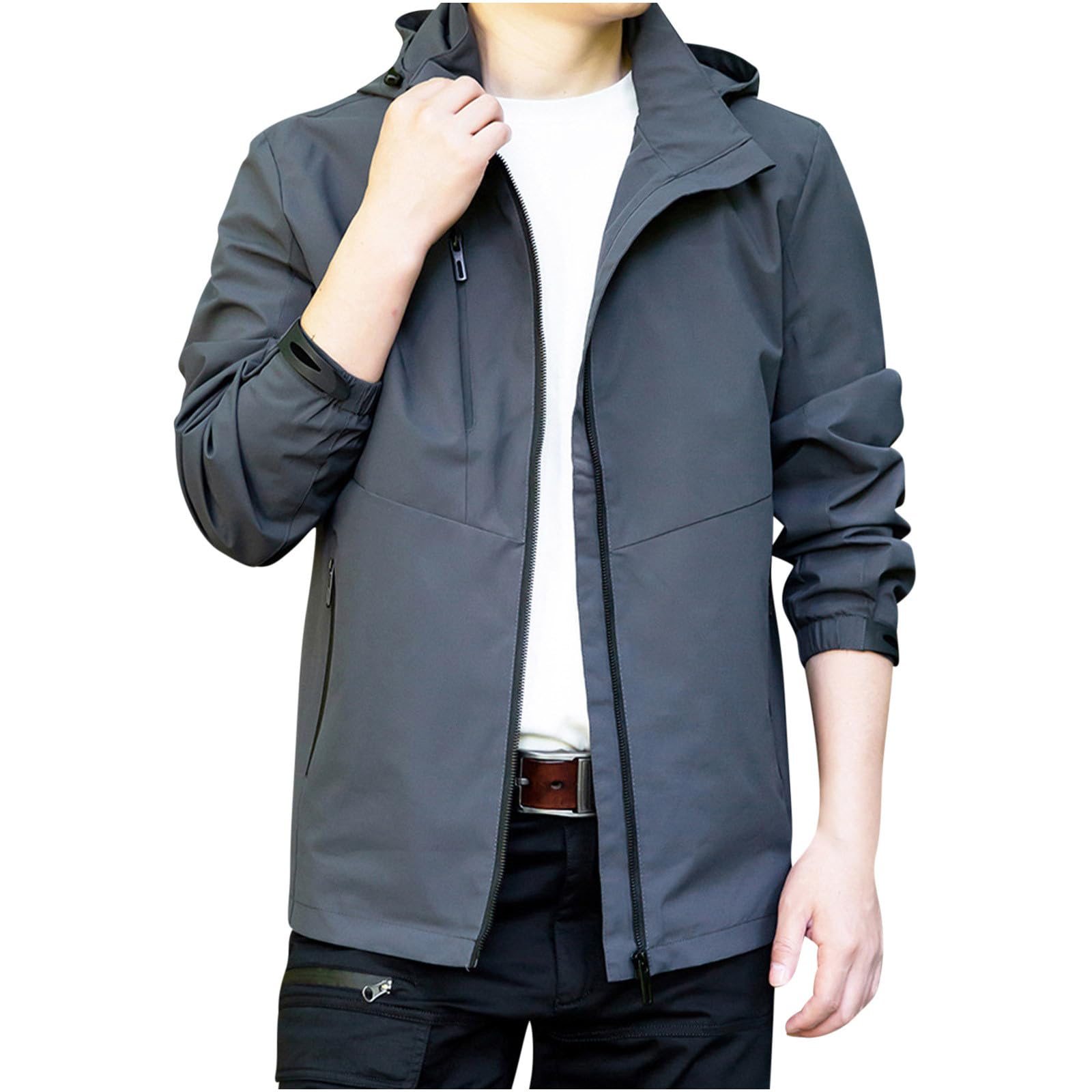 Annhoohooded Scrub Hooded For Mens Winter Fall Long Sleeve Jacket