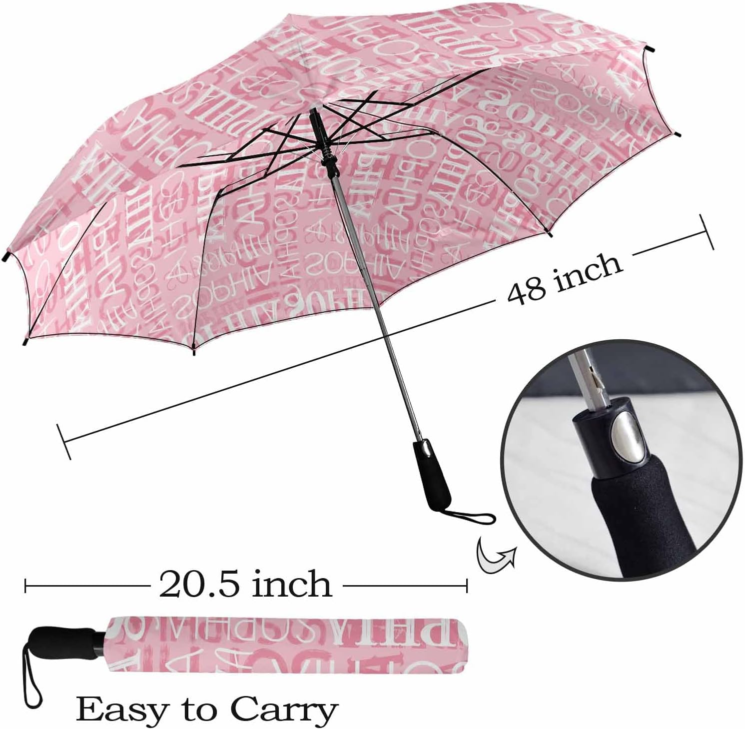 Artsadd Personalized Automatic Umbrella with Logo, Custom Name Umbrella for Men Women Adults Kids