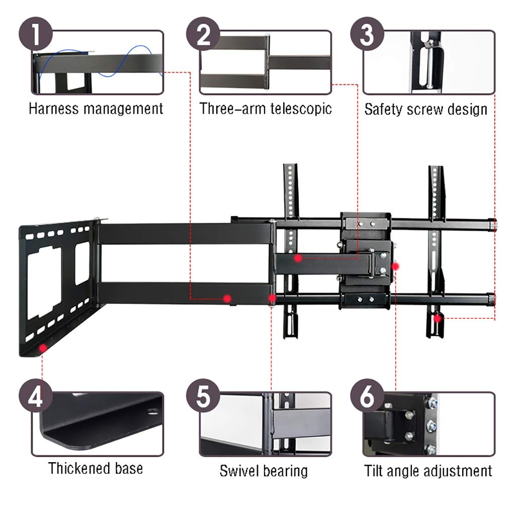 Soporte de TV Soporte De Pared para TV Giratorio E Inclinable, para LED De 26-32 Pulgadas, con VESA 200x200 Mm, Capacidad De Carga 25 Kg